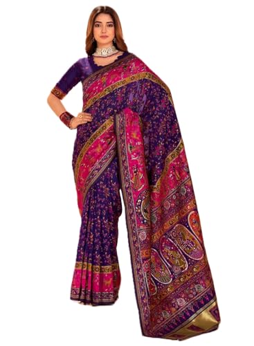 Image of Pandadi Saree Pashmina Silk Kashmiri Weaving Pallu Saree With Unstitched Blouse Piece