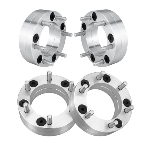 TRIBLE SIX 4Pcs 2 Thick Wheel Spacers 5x5.5 to 6x5.5 5 to 6 Lug Adapters 5x139.7mm to 6x139.7mm 1/2 x20 Studs Replacement for Jeep CJ5 CJ7 Ram 1500 Bronco