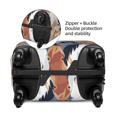 Colourful Cartoon Horses Print Suitcase Cover Luggage Protector Washable Elastic Fashionable Travel Gear Cover4