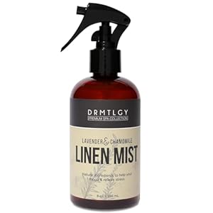 DRMTLGY Natural Lavender Linen Mist and Room Spray. Pure Lavender Essential Oil and Chamomile Pillow Spray, and Fabric Aromatherapy Spray