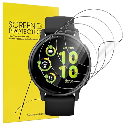 6 Pack Anti-Scratch Film for Garmin Vivoactive 5 / Vivoactive 6 Screen Protector TPU Flexible Film HD Clear Case Compatible for Garmin Vivoactive 5/6 Smartwatch