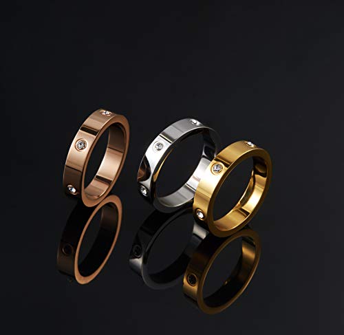 Pdwznba Love Friendship Ring 18K Gold Silver Rose Plated Cubic Zirconia Stainless Steel Promise Ring Wedding Band Jewelry Birthday Gifts For Women #TOP5