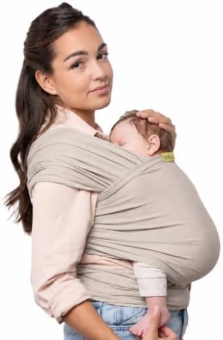 Boba Baby Wrap Carrier - Stretch Cotton Newborn Sling, Beige