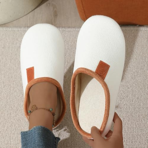 Women’s Quiet Silent Slipper Fall Comfort Non-Slip Bedroom Slide Cozy Cotton Indoor Memory Foam Warm House Shoes2
