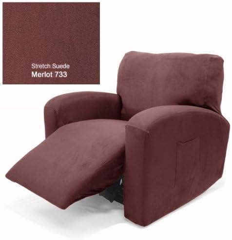 Recliner Chair Cover Stretch Suede Merlot 733