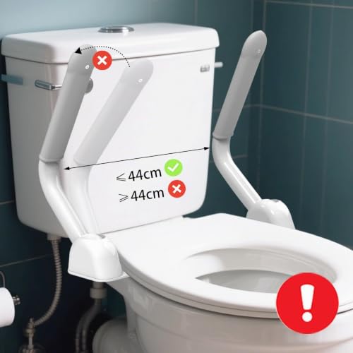 Miniatura 5 de Heuffe Marco De Seguridad Plegable Para Inodoro - Apoyabrazos Fijos Con Soporte Estable, Montaje Súper Sencillo Para Ancianos Discapacitados