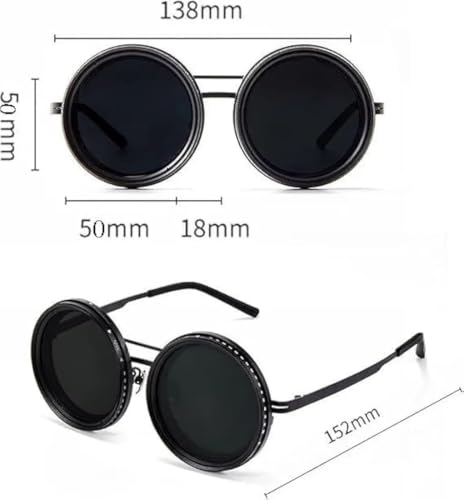 Image of (1Pack Adjustable Polarized Round Sunglasses with 1-9 Gears, ND Filter Lens and Infinity Dimming, Multifunctional Adjustable Tint Sunglasses for Beach & Outdoor Activities