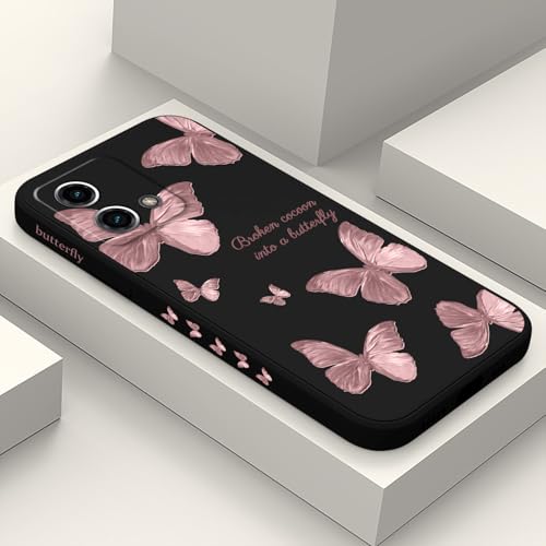 Coque Motorola Moto G Stylus 5G 2023 LEECG en silicone souple motif floral papillon noir