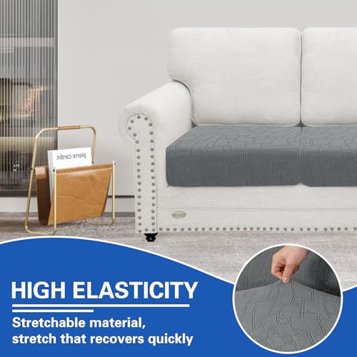Miniatura 5 de Ystyle Funda Asiento Sofa, Funda Sofa Cojin Separado Elástico Ajustable Antiarañazos, Universal Protector De Asiento Funda De Cojín Antideslizante 1 Asiento 2 Chaise Longue, Gris Claro
