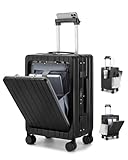 Sea choice Front Opening Luggage with Laptop Compartment Top Open Suitcase Carry-on Aluminium Frame Closure PC Hard Shell Suitcase with Cupholder USB Port Spinner Wheels