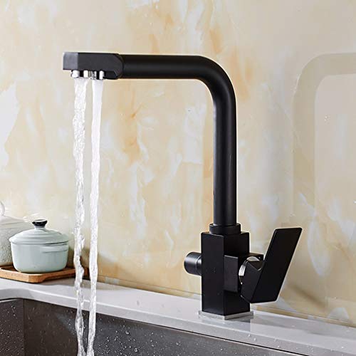 Mitigeur d'eau pure de cuisine design carré d'exception beige chromé et doré - 2