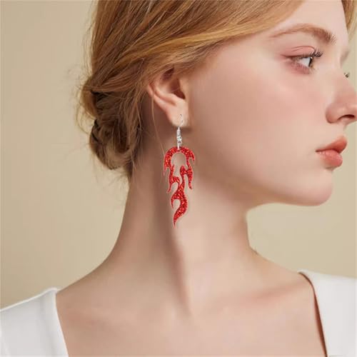 Halloween Red Flame Fire Earrings for Women Exaggerated Geometric Red Flame Earrings Lightweight Geometric Fire Element Earrings Gothic Vintage Cosplay Halloween Jewelry2