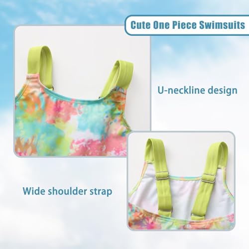 Image of Girls One Piece Swimsuits Tie Dye Bathing Suit for Girls Hawaiian Swimwear 3-16 Years