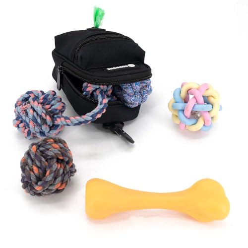 Bolsa pequena para petiscos para cães com dispensador de sacos de lixo de cães para coleira portátil