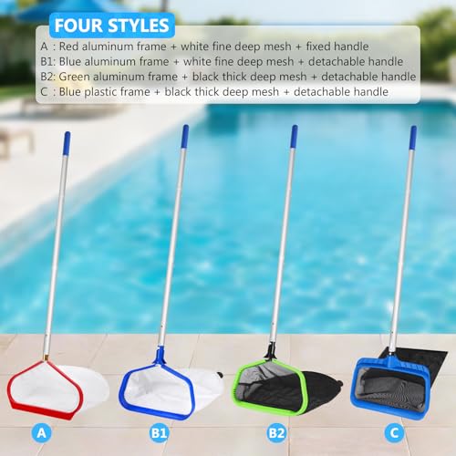 Miniatura 8 de Supaway Recogedor Para Piscina Red De Limpieza Con Mango Ajustable 2,7m Recogehojas De Fondo Red Para Hojas En Piscina, Spa, Estanque De Peces - Tipo A Marco Rojo Aluminio, Red Fina Blanca Profunda