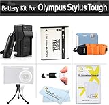 Battery And Charger Kit For Olympus Stylus Tough TG-610 TG-810 TG-820 iHS TG-830 iHS, TG-630 iHS, TG-850 iHS, TG-860, TG-870 Digital Camera Includes Replacement LI-50B Battery + AC/DC Charger + More