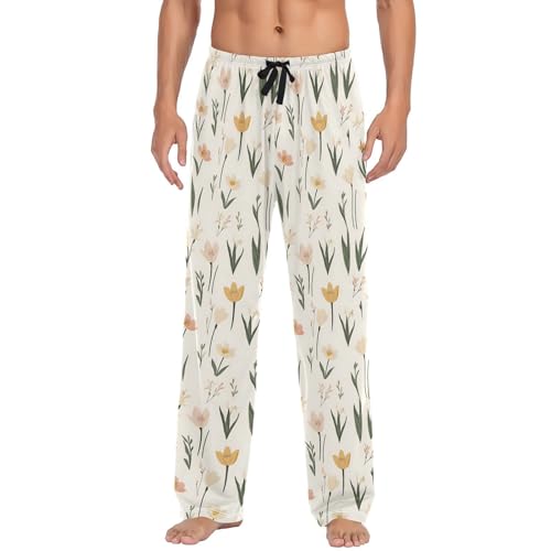 Pantalon de pyjama homme vintage et doux à fleurs taille S avec poches