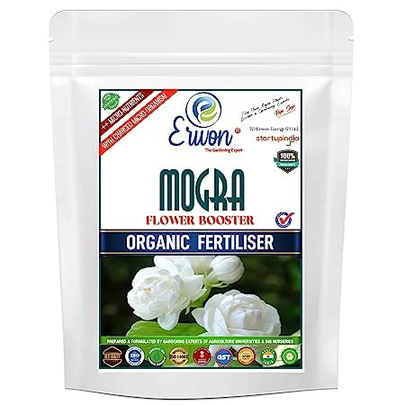 Erwon Mogra Flower Booster, Premium Essential Powerful Organic Fertilizer For Mogra Plants, With Charged Micro-Organism And ++ Micronutrients (900 gm)
