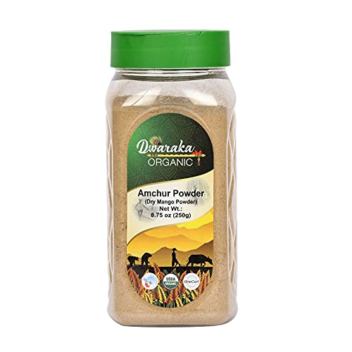 Dwaraka Organic - Amchur Powder, Dried Mango Powder, 8.8oz, Healthy, Organic, Non GMO, All Natural