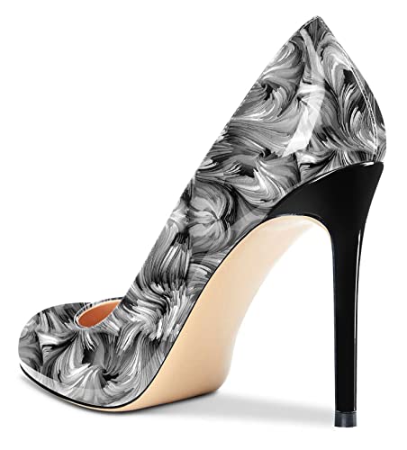 Aachcol Women Stiletto Pumps Close Round Toe High Heel Slip-on Shoes Wedding Office Classic 4 Inches3