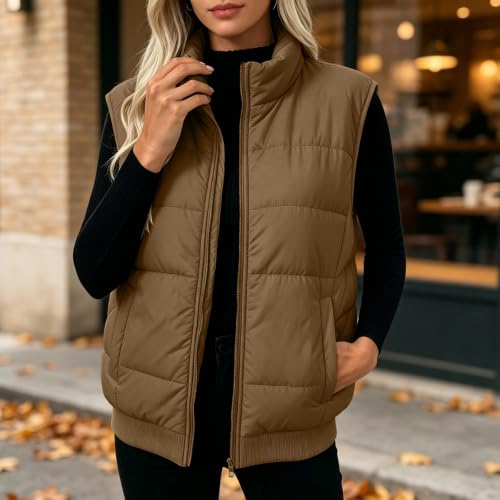 Women Quilted Puffer Vest Stand Collar Full Zip Winter Jacket 2026 - image 3