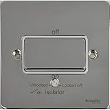 Schneider Electric Ultimate Flat Plate - Single Fan Isolator Switch, 3 Pole, 16AX, GU1213WPC, Polished Chrome with White Insert