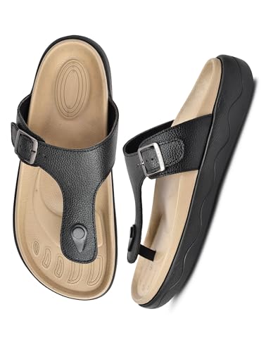Image of HEALTH FIT Extra Soft Premium Classic Cushion Sliders /with Adjustable Buckle Strap & Light Weight Anti-SkidWaterproof Luxurious Slippers for Men's HF121