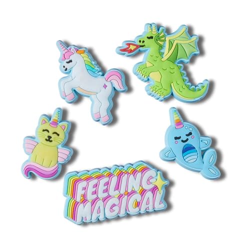 Crocs Jibbitz Charms – Plants & Animals – Flowers – Summer – 100% Man-made Material – Easy Attachment Feeling Magical 5-Pack One Size One Size, Plastic, No Gemstone