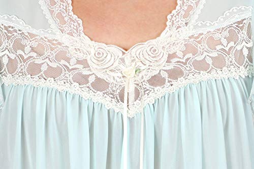 Miss Elaine Silk Essence Nightgown - Long Silky & Sheer Tricot Gown with Flutter Sleeves3