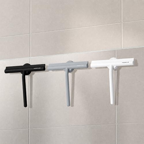 Minismus Shower Squeegee with Magnetic Hook - Silicone Window Wiper with Adhesive Wall Mounted Hanger - Shower Squeegee for Glass Doors - Rubber Squeegee - Shower Glass Cleaner (8.25 inches, Black) by Minismus - Image 3