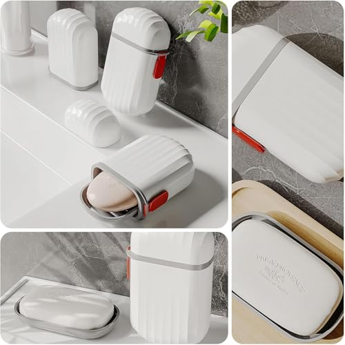 Image of TASMAX Travel Accessories soap case Box Soaps Holder for Bathroom Plastic Box Portable Soap Dish for Home Outdoor Hiking Waterproof soap case Box Storage Organizer (Pack of 2 White)