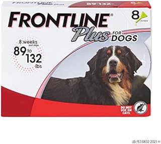 FRONTLINE Plus Flea and Tick Treatment for Dogs (Extra Large Dog, 89-132 Pounds, 8 Doses)