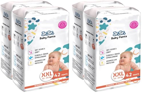 Image of Jr. Sr. Baby Diaper Pants | XXL Size (15-25 kg), 84 Count | Pack of 4 | Upto 12 hr Absorption with Advanced Leak Protection | Safe For Babies Skin | Soft, Secure & Comfy