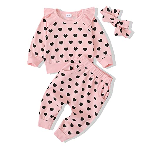Renotemy Infant Newborn Girl Clothes Baby Girl Stuff Newborn Girl Outfits Sweatshirts Heart Pants Baby Girl Clothes 0-3 Months #TOP20