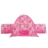 Alvantor Floral Garden 2 Tunnel Playhouse Toddler Playground Kids Play Tent Indoor and Outdoor Pink