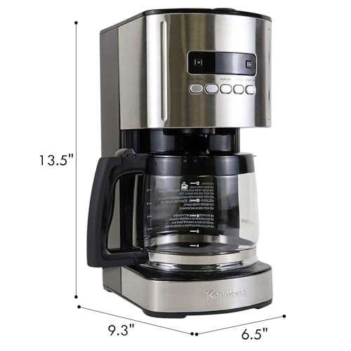 Image of Kenmore Drip Coffee Maker - 12 Cup Programmable Cafe Machine With Glass Pot, Regular & Bold Brew, Auto Shut Off Large Water Reservoir, Reusable Filter, Kitchen Appliances For Cafeteria Barista, Black
