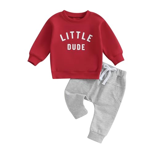 Image of Murnouche Toddler Baby Boy Fall Winter Outfits Letter Crewneck Sweatshirt Casual Pants 2Pcs Clothes Set