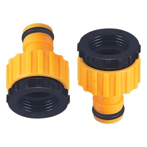 Image of MNFPSJB Hose Tap Connector 3/4 inch and 1/2 inch BSP 2in1 Plastic Outdoor Graden Hose Tap Connector Threaded Faucet Adapter (2Pack)