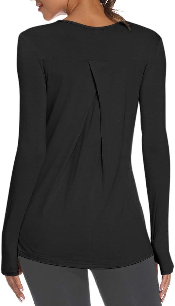 Mippo Womens Soft Long Sleeve Workout Athletic Shirts Long Tunic Tops with Thumb Holes