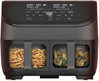 Instant Vortex Plus Dual Basket with ClearCook - 7.6L Digital Health Air Fryer, Black, 8-in-1 Smart Programmes - Air Fry, Bake, Roast, Grill, Dehydrate, Reheat, XL Capacity -1700W