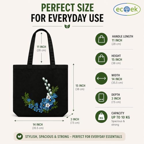 Image of Canvas Tote Bag for Women with Zipper & Pocket(Pack of 1) | Stylish Cotton Handbags for College | Aesthetic Tote Bag for Office, Shopping, Travel, Beach & Daily use