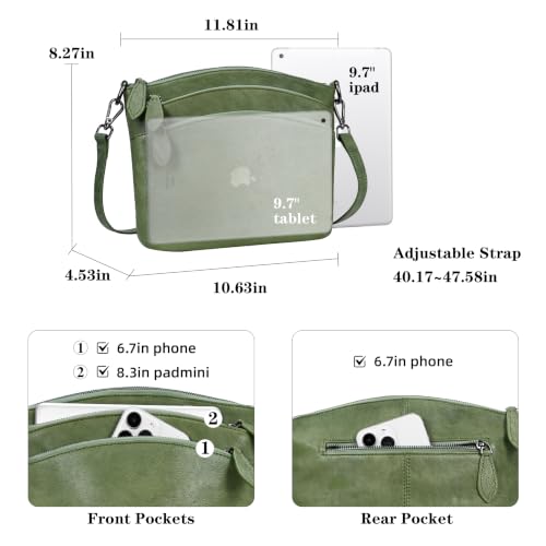 Image of HESHE Leather Crossbody Bags for Women Vintage Shoulder Handbag for Travel