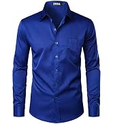 ZEROYAA Men's Urban Stylish Casual Business Slim Fit Long Sleeve Button Up Dress Shirt with Pocket