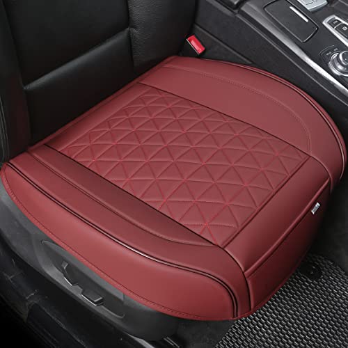 Image of Black Panther 1 Pair Luxury Faux Leather Car Seat Covers Front Bottom Seat Cushion Covers, Anti-Slip and Wrap Around The Bottom, Fit 95% of Vehicles - Burgundy