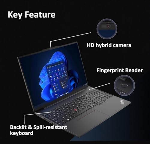 Image of Lenovo ThinkPad E16 Gen 2 Business Laptop (16 inch FHD+ Anti-Glare, Intel Core Ultra 7 155U (> i7-1355U), 32GB DDR5 RAM, 1TB SSD), Fingerprint, Backlit KB, Webcam, Ethernet, Win 11 Pro, AI PC, Black