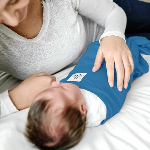 Image of The Ollie Swaddle - Adjustable Baby Swaddle for Newborns | Pediatrician-Approved for Safe Sleep | Easy Closure | Arms-Out | Lightweight, Machine-Washable | Easy Diaper Access (Ocean, One Size)