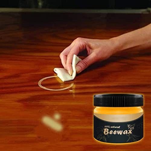 Image of Wood Seasoning Bee Wax with Sponges | Natural Beeswax Polish & Cleaner for Wood Furniture, Doors, Tables, Chairs, Cabinets & Floors | Restores Shine, Beautifies & Protects Wooden Surfaces (Pack of 1)