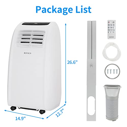Rovsun 8,000 Btu 3-In-1 Portable Air Conditioner, Dehumidifier, Fan, Powerful Stand Floor Ac With Remote Control & Rolling Wheels & Window Installation Kit #TOP5