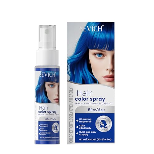 SEVICH Temporary Hair Color Spray Blue Instant Hair Color Dye for Men & Women Quick-Drying & Easy Wash Out Even coloration with Ultra-Fine Mist Sprayer Travel Size 30ml