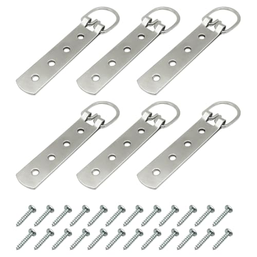 Image of GSHLLO 6 Pcs Heavy Duty Photo Frame Hangers D Ring Picture Hanging Hardware 4 Holes Picture Hooks Large Metal Strap Hangers with 24 Pcs Screws for Mirrors Paintings